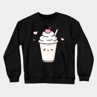 Kawaii Vanilla Milkshake with Hearts | Milkshake Brings All the Boys | Kawaii Food Crewneck Sweatshirt